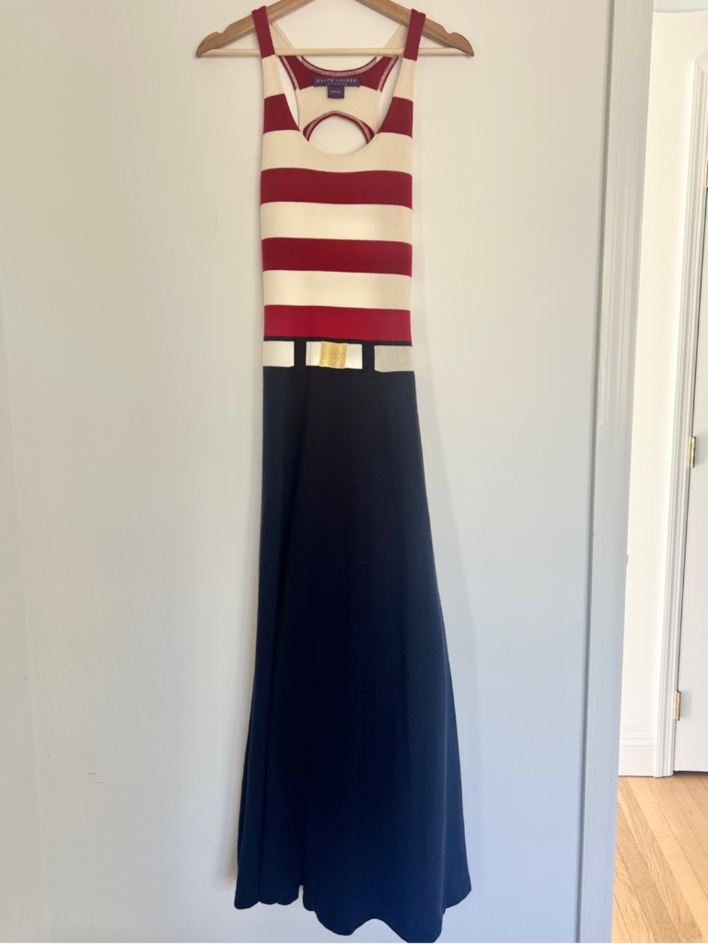 Archival Ralph Lauren Purple Label Maxi Dress Striped Bodice Italy Runway 2006 M